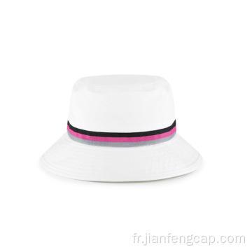 casquette seau blanche en sergé de coton à bande tissée